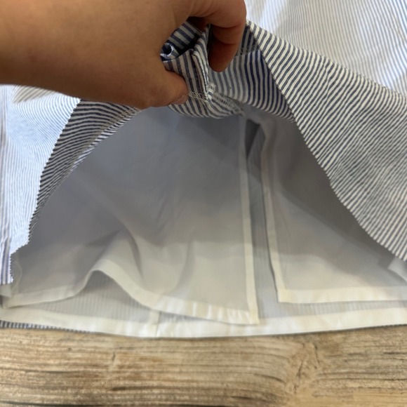 Talbots Womens Size 14 Skirt Blue White Pinstripe Lined Knee Length With Pockets - Picture 4 of 10